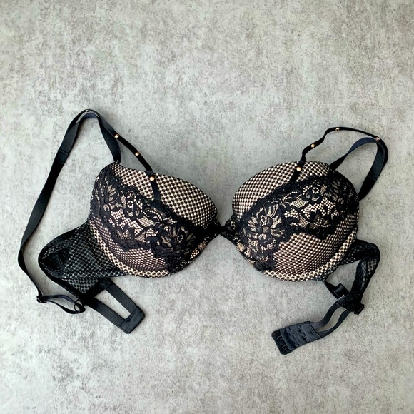 Rouge Gorge Gentle Push Up Bra Black Lace on Beige 34B - Picture 3 of 6